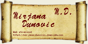 Mirjana Dunović vizit kartica
